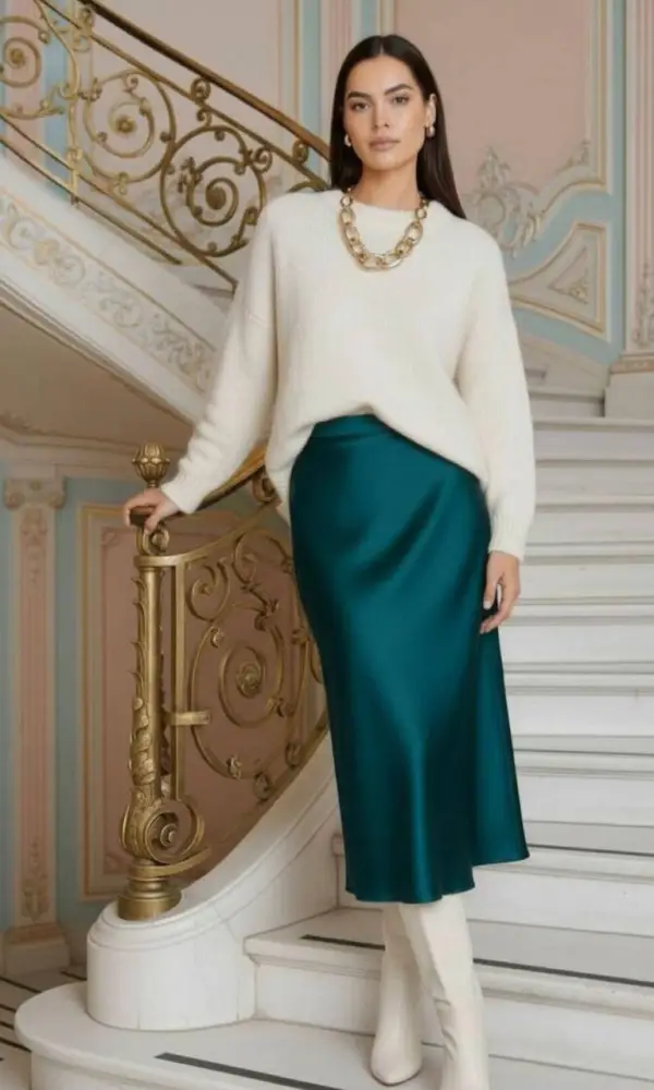 Юбка женская атласная миди (длина 82 см) р-р SS/MM