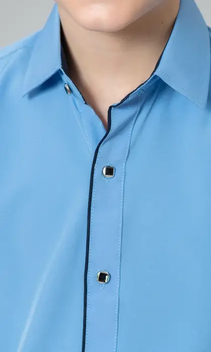 Рубашка для мальчика, однотонная, с длинным рукавом, школьная (6 -12 лет)