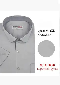 Рубашка мужская с коротким рукавом (р-р M-4XL)