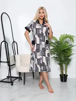 Халат домашний на пуговицах с поясом женский (р-р 50-60)