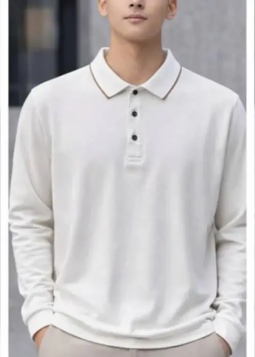 Футболка поло с длинным рукавом, на пуговицах, мужская (р-р L-4XL)