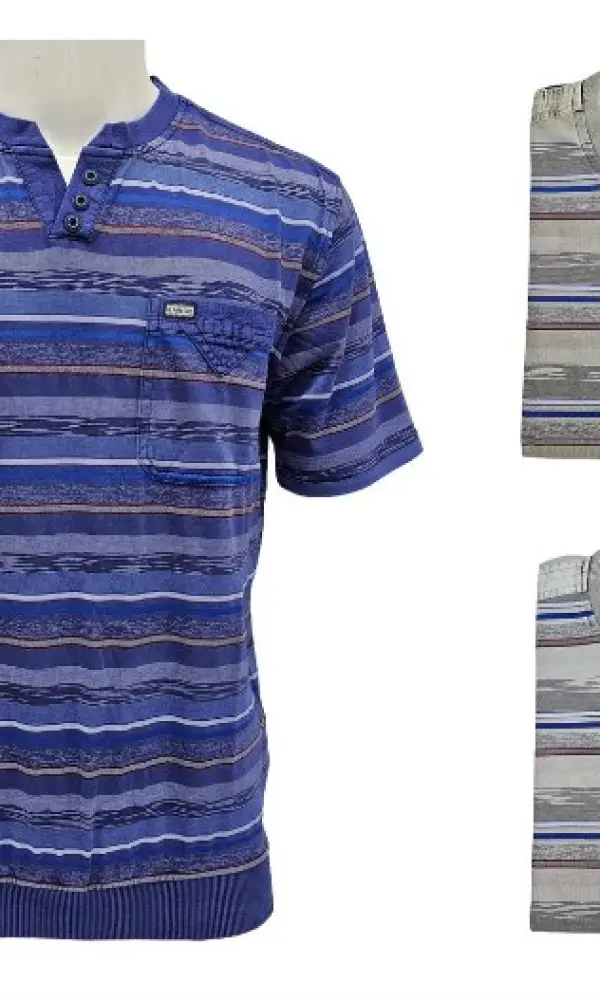 Мужская футболка в полоску с пуговками (р-р 6xl-10xl)