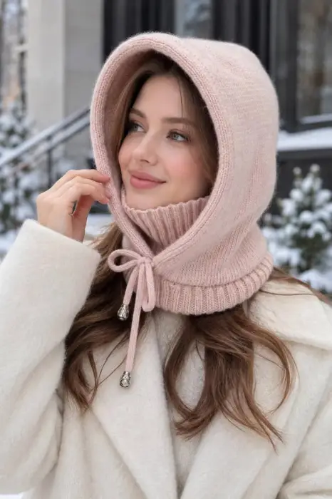 Капор вязаный на завязках женский (р-р 56-60)