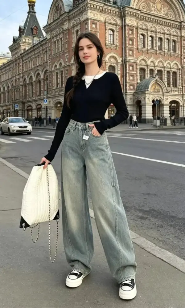 Джинсы багги женские широкие (р-р 25-30)