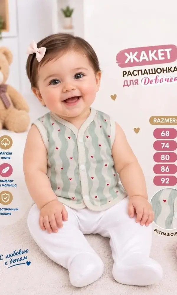 Жакет распашонка на кнопках для малышей (р-р 68-92)