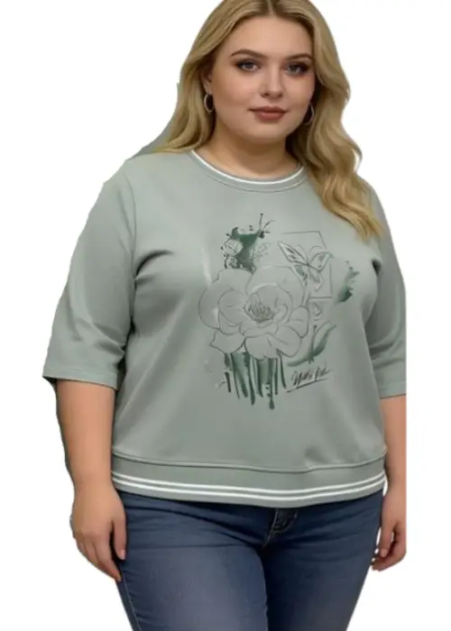 Джемпер трикотажный с принтом женский (р-р 2XL-5XL)