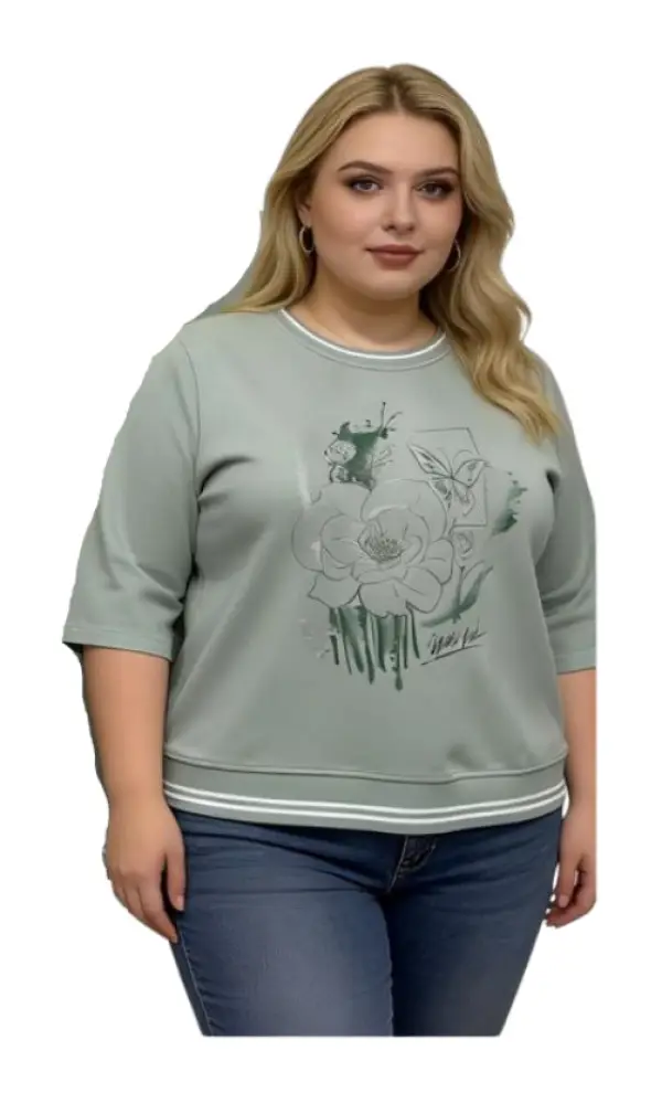 Джемпер трикотажный с принтом женский (р-р 2XL-5XL)