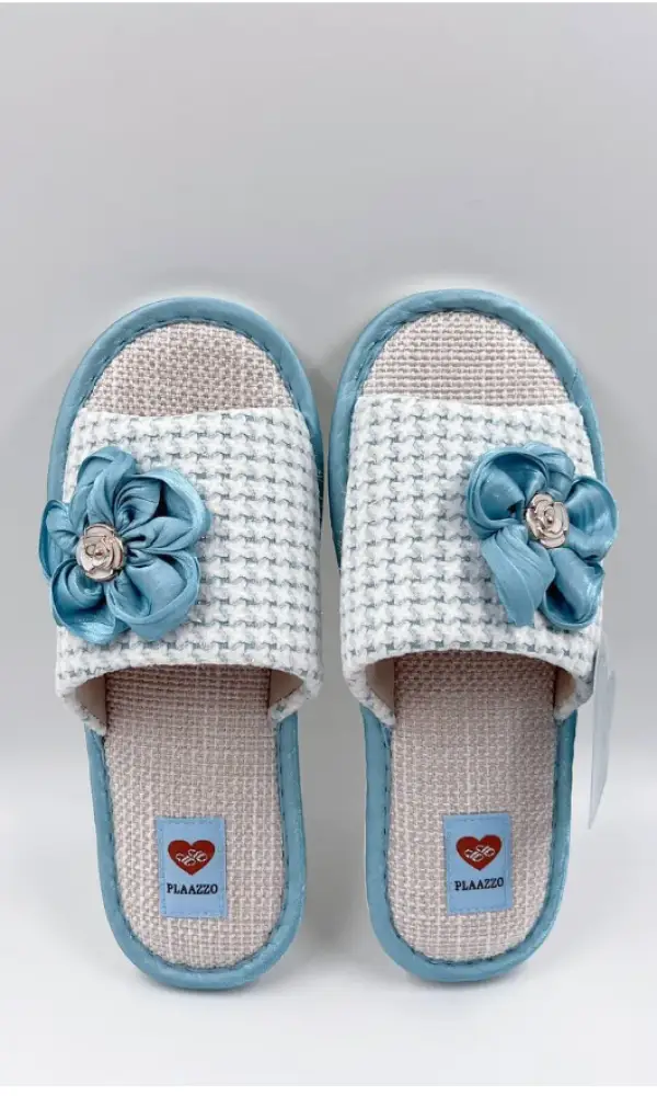 Тапочки женские домашние открытые с цветком р-р 36-41