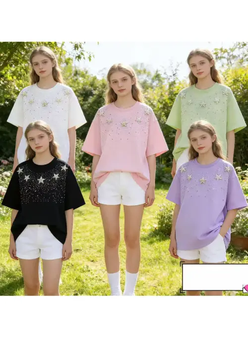 Футболка со стразами для девочки (р-р 10-15 лет)