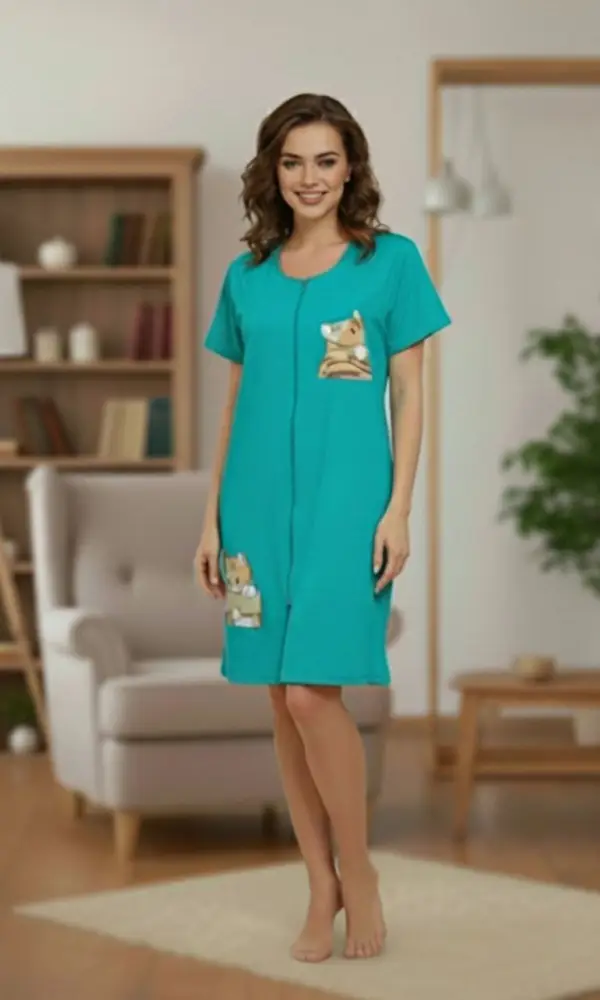 Халат женский с принтом на молнии (р-р 44-54)