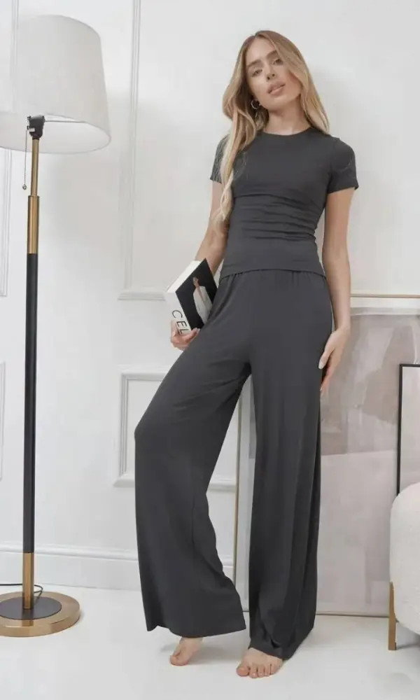 Пижама женская: футболка+брюки палаццо (р-р S-XL)