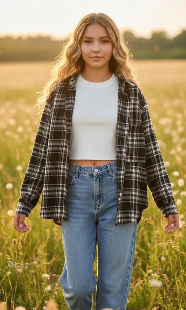 Рубашка двойка в клетку для девочки р-р 36-44