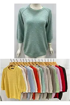 Джемпер вязаный в горошек женский трикотажный (р-р 48-50)