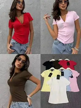 Спортивная футболка на молнии женская (р-р единый 42-48)