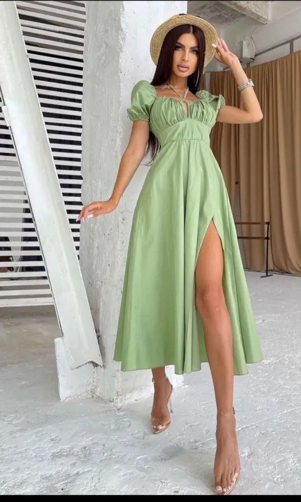 Женское платье жатка , длина миди ( р-р 42-48)