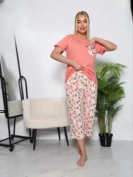 Пижама домашняя с бриджами женская (р-р 44-54)