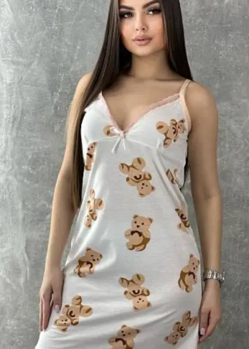 Женская ночная сорочка хлопок на тонких бретелях (р-р 48-56)