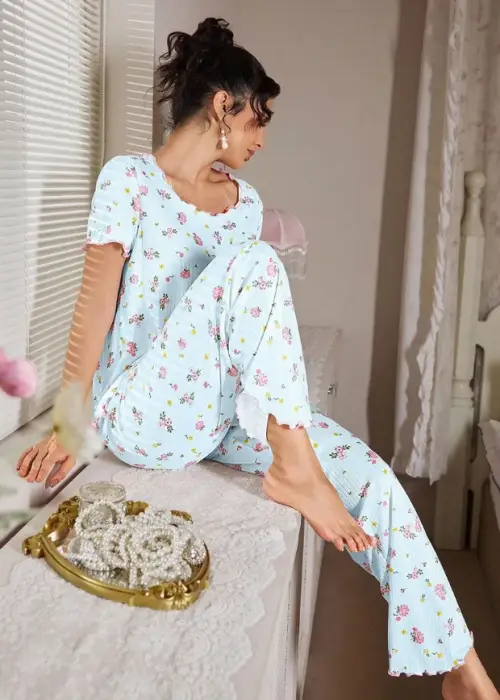 Пижамный комплект с цветочным принтом женский (р-р 42-48)