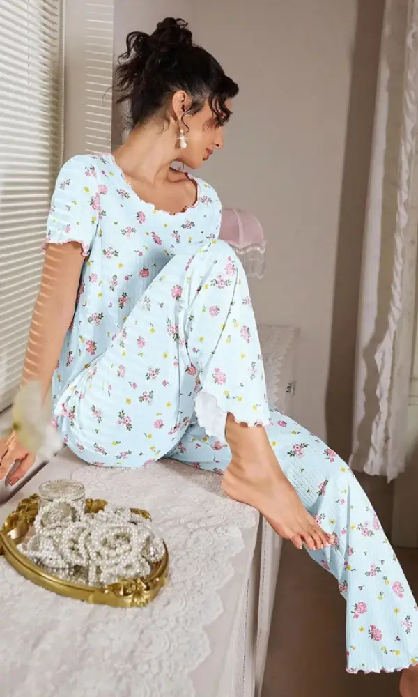 Пижамный комплект с цветочным принтом женский (р-р 42-48)