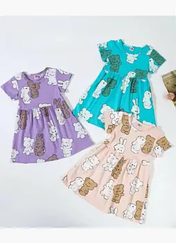 Платье с коротким рукавом летнее для девочки (р-р 80-120)