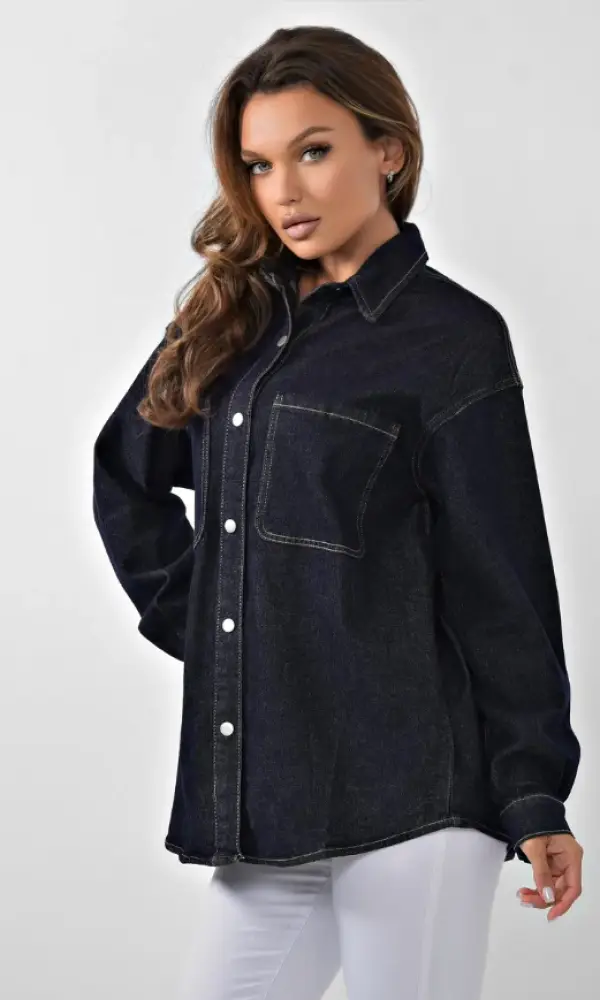 Рубашка джинсовая свободная женская (р-р 5-10XL)