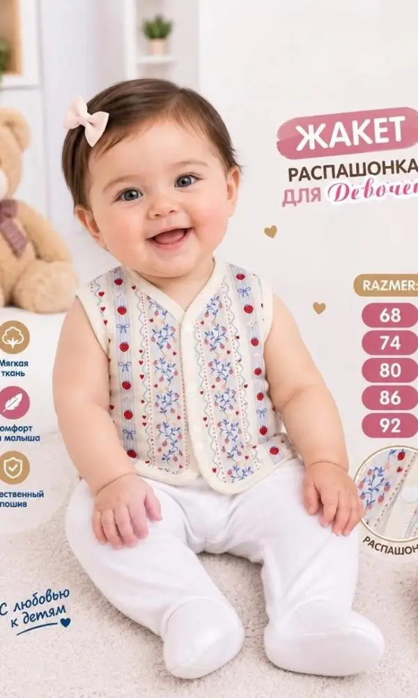 Жакет распашонка на кнопках для малышей (р-р 68-92)