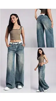 Джинсы трубы широкие женские (р-р 25-30)