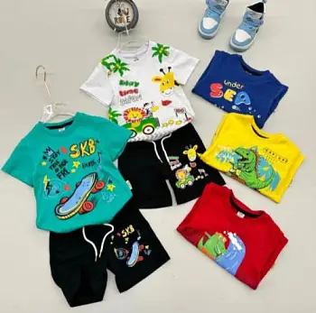 Комплект с шортами на мальчика, принт ( 2-5 лет)