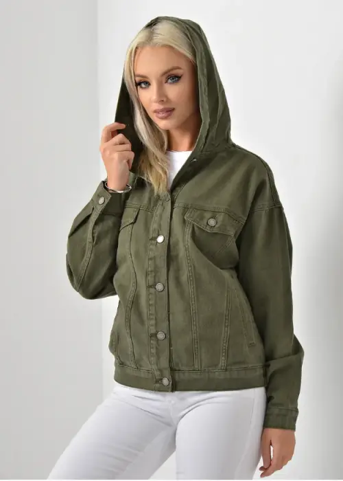 Джинсовая куртка женская с капюшоном (L-5XL)