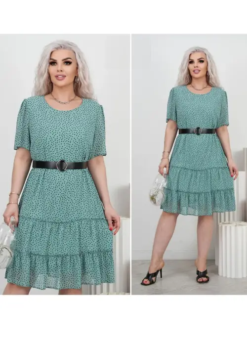 Платье женское шифоновое в горошек (р-р 50-56)