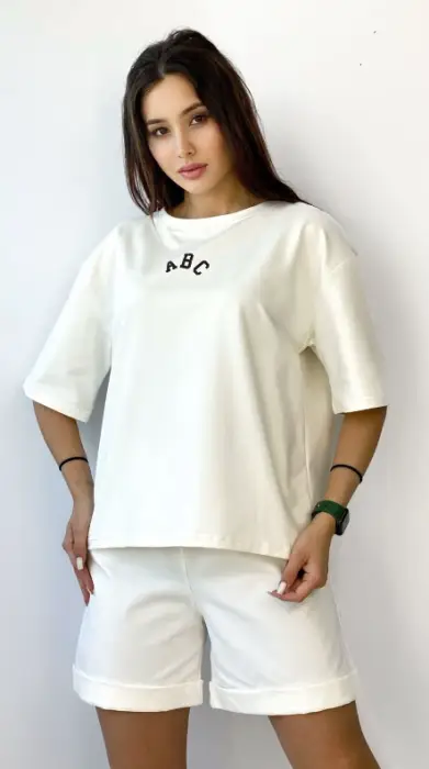 Женский костюм с шортами и футболкой оверсайз (р-р M-L-XL)