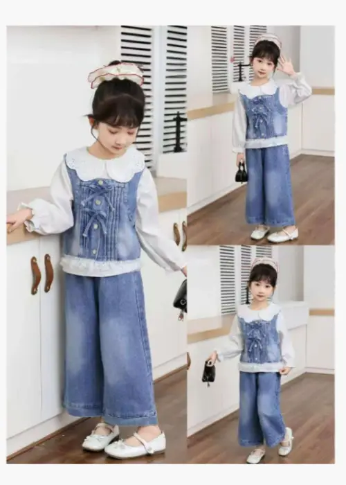 Джинсовый костюм тройка для девочки (р-р 110-150)