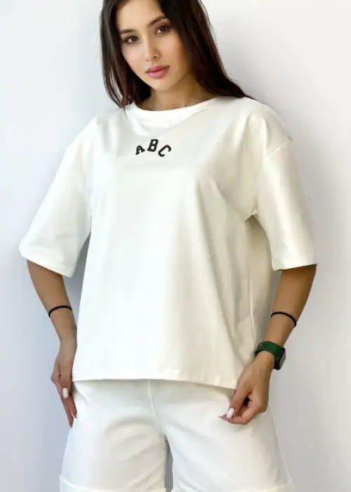Женский костюм с шортами и футболкой оверсайз (р-р M-L-XL)