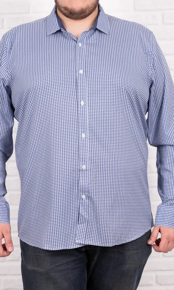 Рубашка мужская "Принт", большие размеры, с длинным рукавом (р-р 52-62)