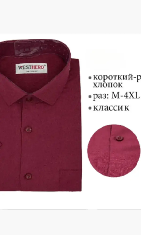 Рубашка мужская с коротким рукавом (р-р M-4XL)