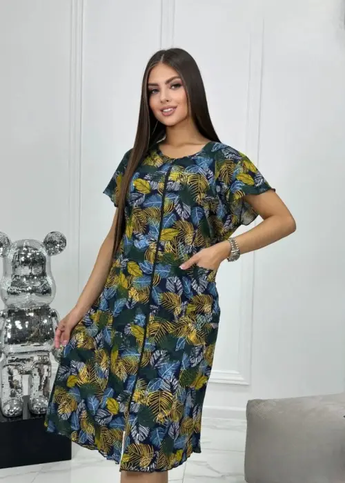 Халат домашний на молнии женский рукава-крылья (р-р 50-60)