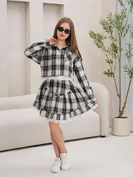 Костюм с юбкой в клетку для девочки (р-р 36-44)
