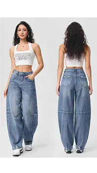 Джинсы-багги с потёртостями женские р-р 25-30