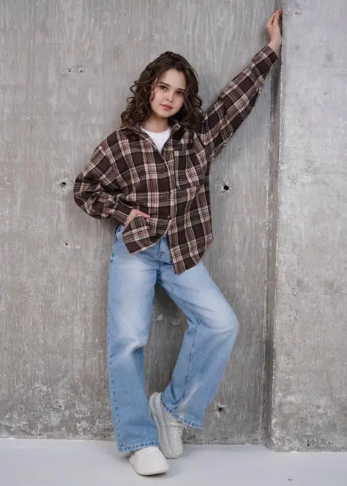 Рубашка двойка в клетку для девочки р-р 36-44