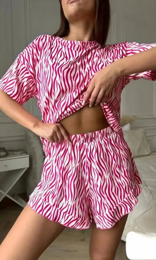 Пижама женская с шортами и футболкой принт (р-р S-XL)