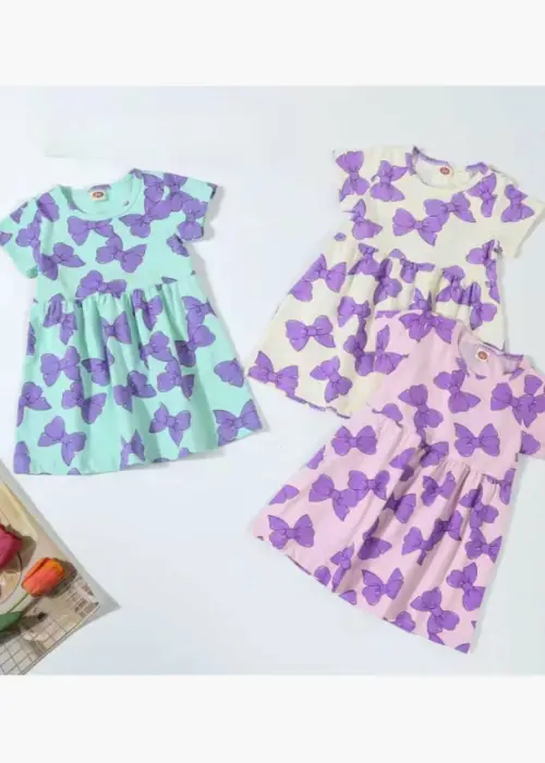 Платье с коротким рукавом летнее для девочки (р-р 80-120)