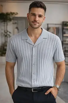 Поло вязаное на пуговицах мужское (р-р M-3XL)