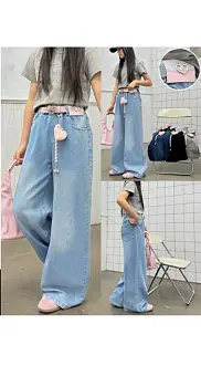 Джинсы для девочки на резинке широкие р-р 11-15 лет