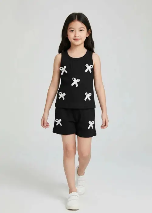 Костюм майка-шорты с бантиками для девочки (р-р 28-36)