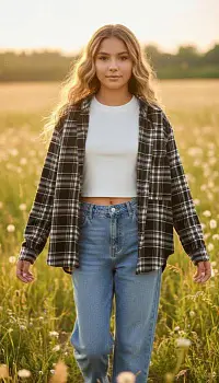 Рубашка двойка в клетку для девочки р-р 36-44