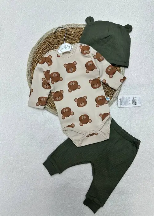 Комплект тройка боди+ползунки+шапочка р-р 62-80