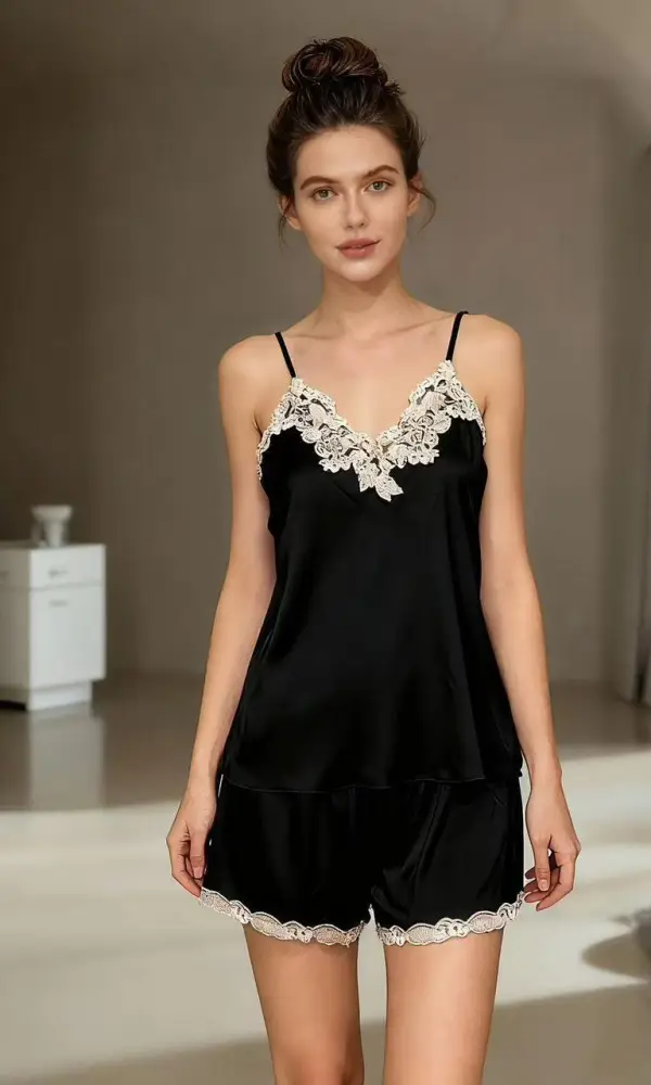 Комплект "Атласный" женский, майка и шорты, однотонный (р-р 42-50)