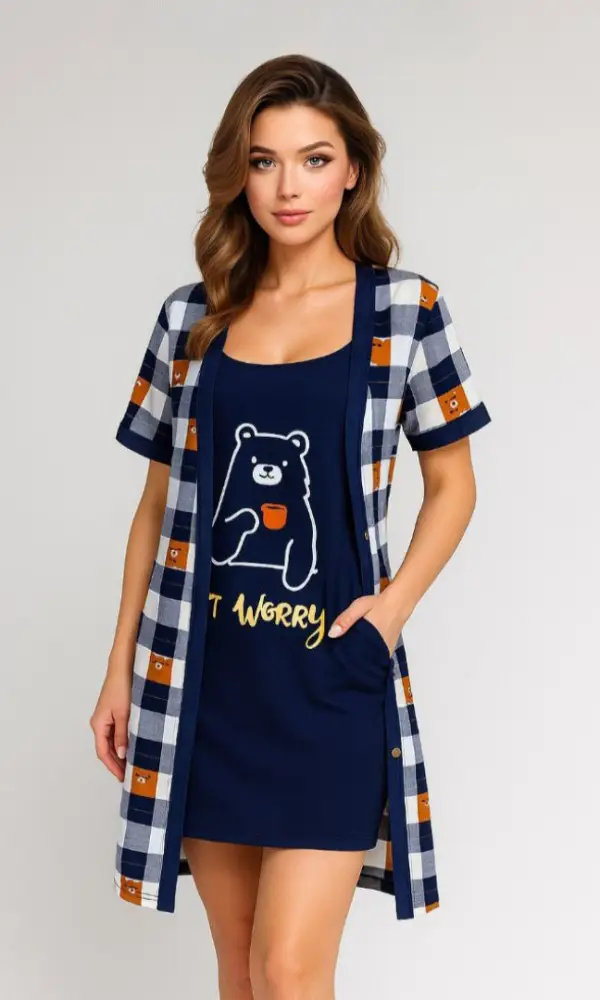 Комплект домашний сорочка-халат р-р 48-56