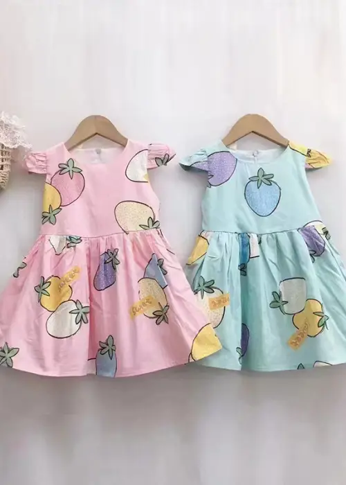 Платье для девочки с коротким рукавом. Цветочный принт (3-8 лет)
