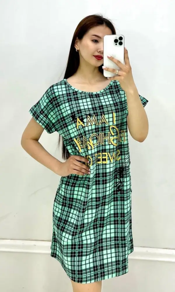 Туника женская домашняя, принт-печать ( р-р 48-56)